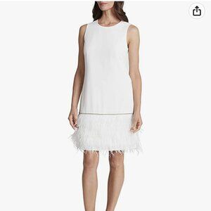 [NWT] Tahari White Feather Shift Dress (Size 6)